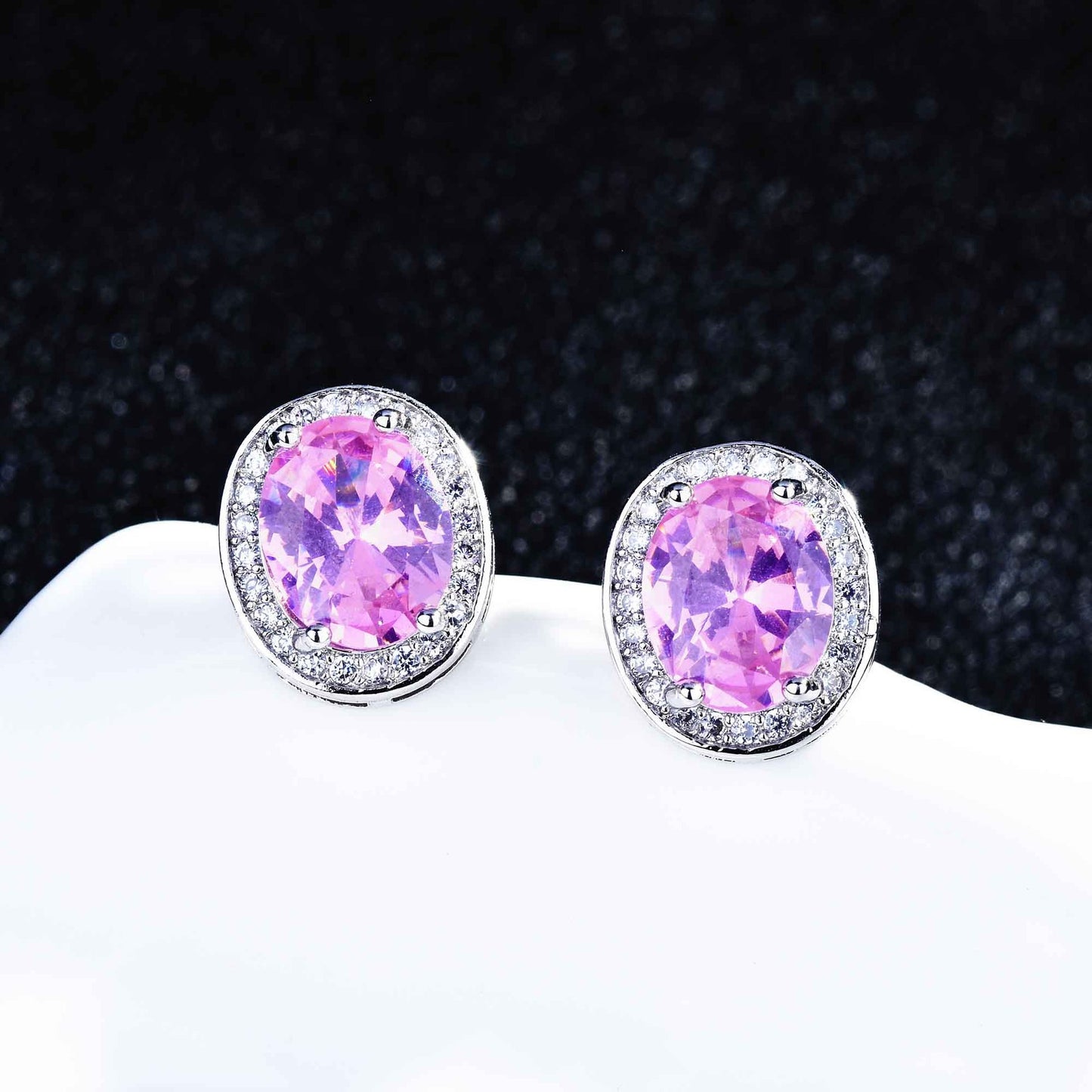 Temperament Oval Zircon Earrings Women's Gold Plated Simple-Jewearrings