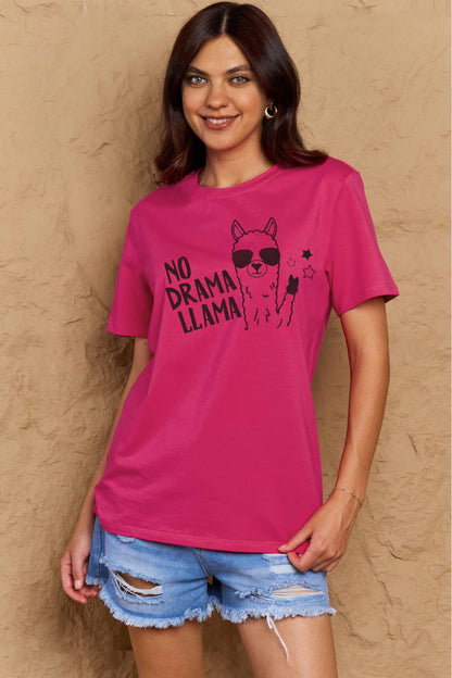 Simply Love Full Size NO DRAMA LLAMA Graphic Cotton Tee-Jewearrings