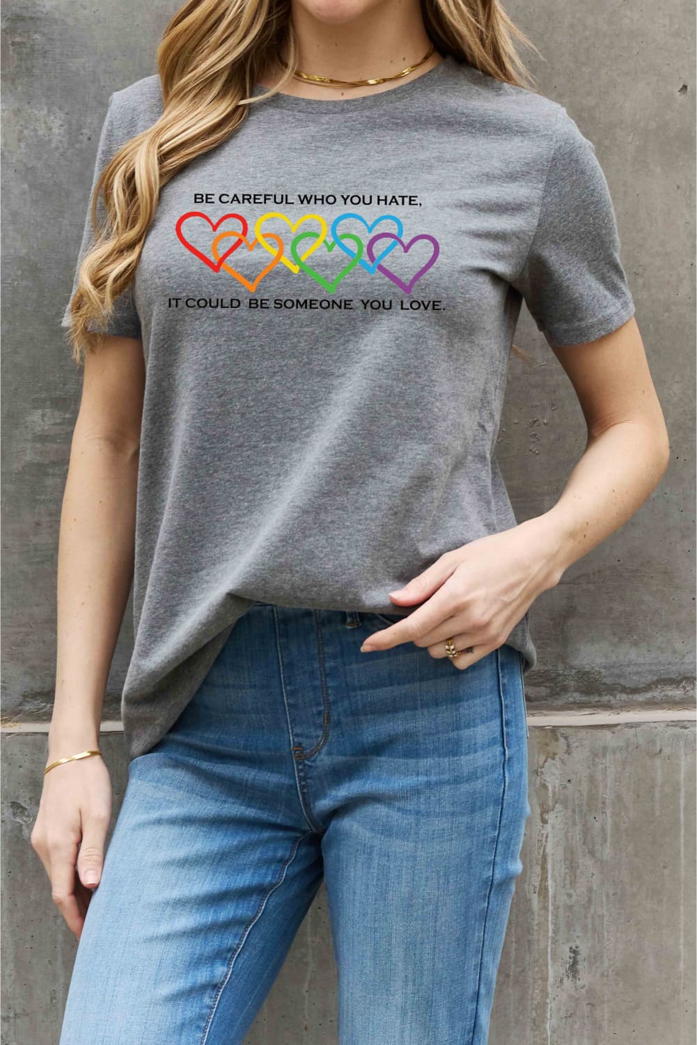 Simply Love Full Size Heart Slogan Graphic Cotton Tee-Jewearrings