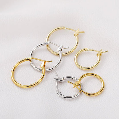 14 K18K Gold-plated Color Retention Round Ring Earrings-Jewearrings