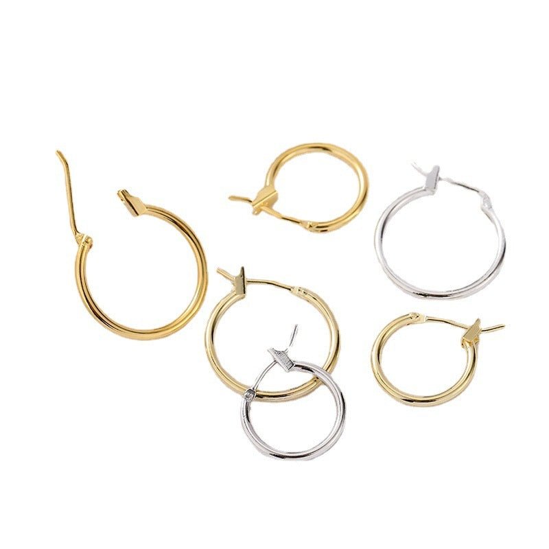 14 K18K Gold-plated Color Retention Round Ring Earrings-Jewearrings