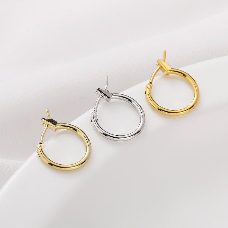 14 K18K Gold-plated Color Retention Round Ring Earrings-Jewearrings