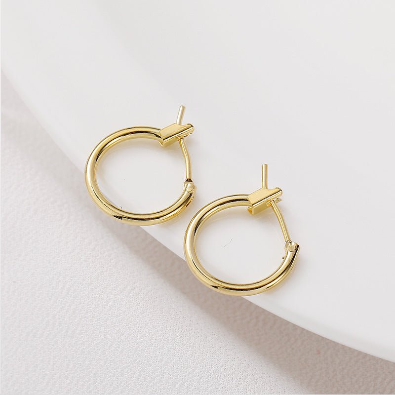 14 K18K Gold-plated Color Retention Round Ring Earrings-Jewearrings