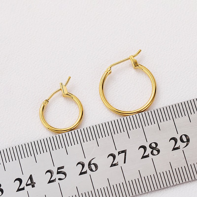 14 K18K Gold-plated Color Retention Round Ring Earrings-Jewearrings