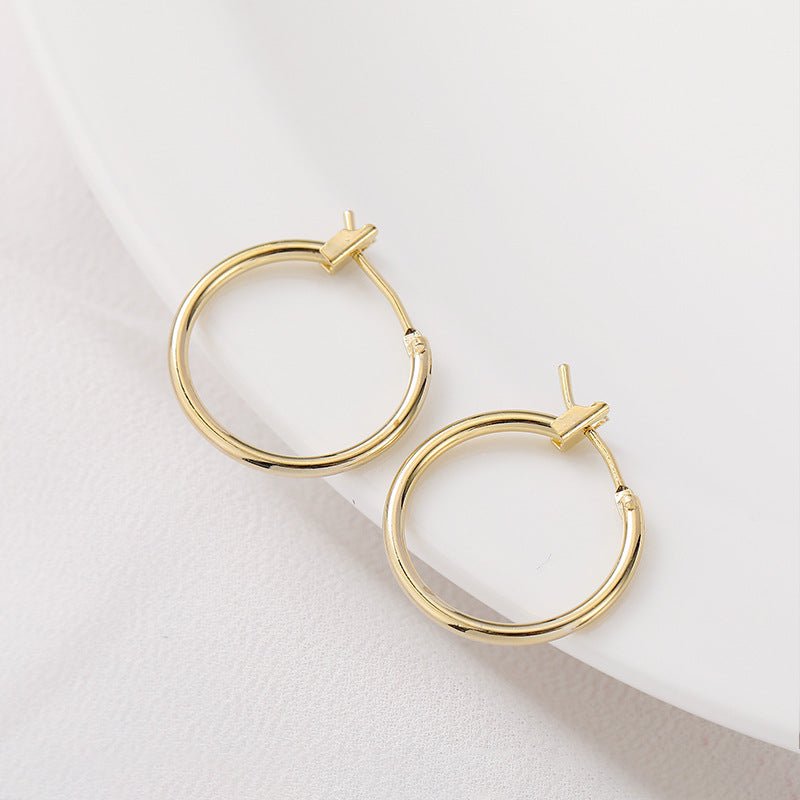 14 K18K Gold-plated Color Retention Round Ring Earrings-Jewearrings