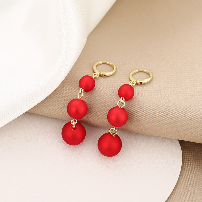 Women's Red Pearl Festive Earrings-Jewearrings