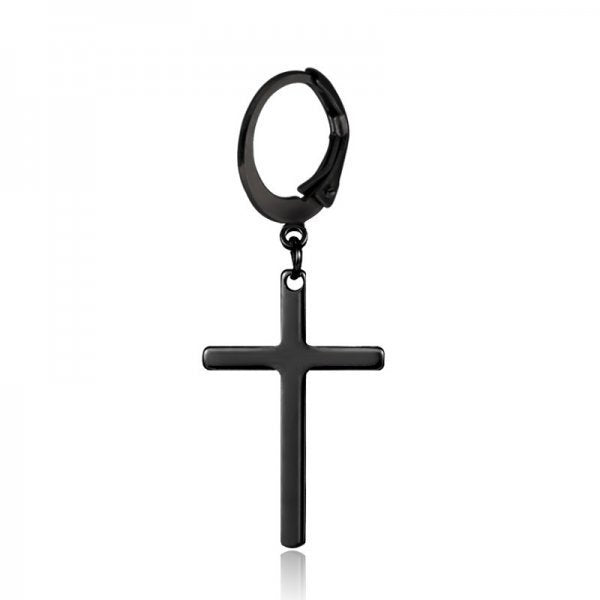 Stainless Steel Cross Men's Earrings-Jewearrings