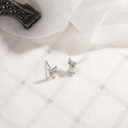 S925 sterling silver cute cat earrings-Jewearrings