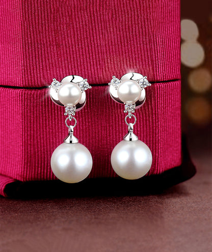 Style Tassel Clip Sterling Silver Pearl Earrings For Women-Jewearrings