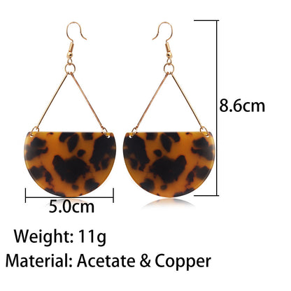 Wild Geometric Heart Large Resin Dangle Earrings-Jewearrings