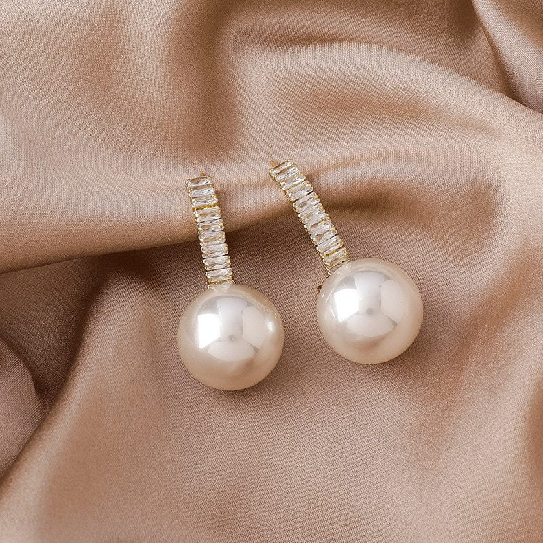 Vintage Metal Earrings Pearl Earrings Hong Kong Style Earrings-Jewearrings