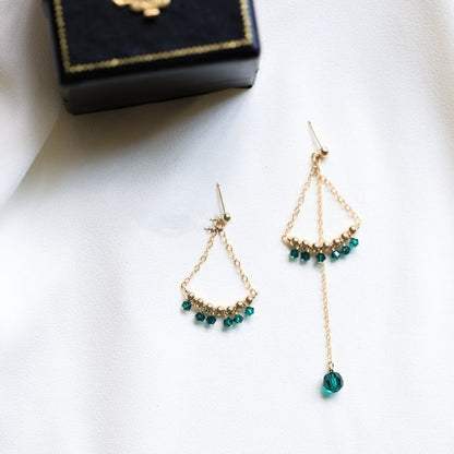 Emerald Asymmetric Stud Earrings-Jewearrings