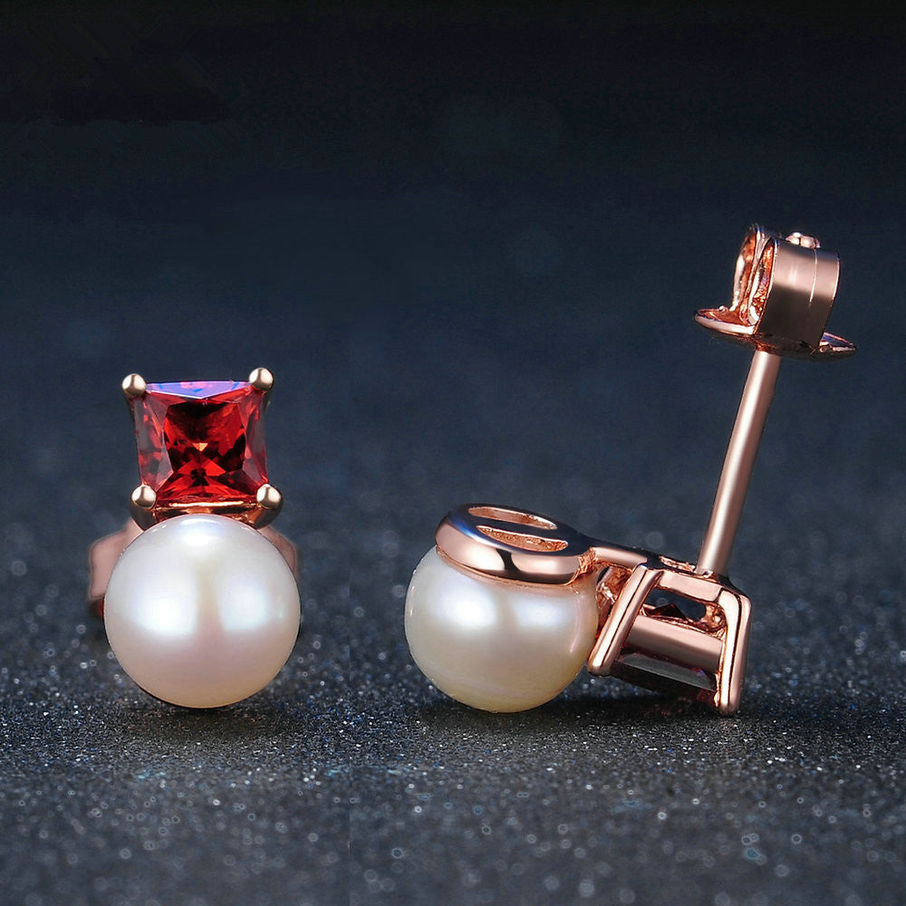 Natural Garnet Pearl Earrings-Jewearrings