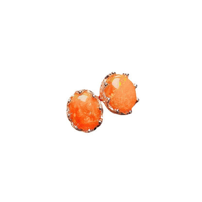 Women's Fashion Simple And Natural Fire Opal Stud Earrings-Jewearrings