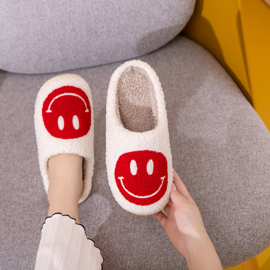 Melody Smiley Face Cozy Slippers-Jewearrings