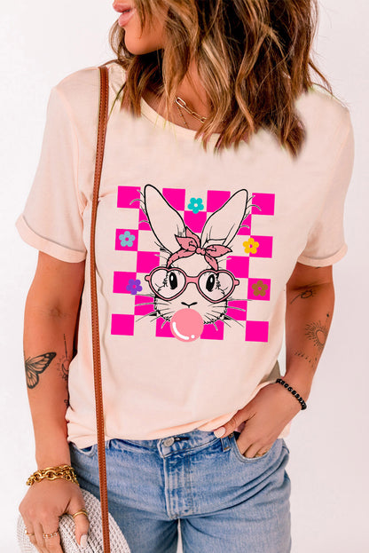 Rabbit Round Neck Short Sleeve T-Shirt-Jewearrings