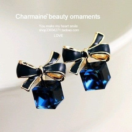 Bow Cube Earrings-Jewearrings