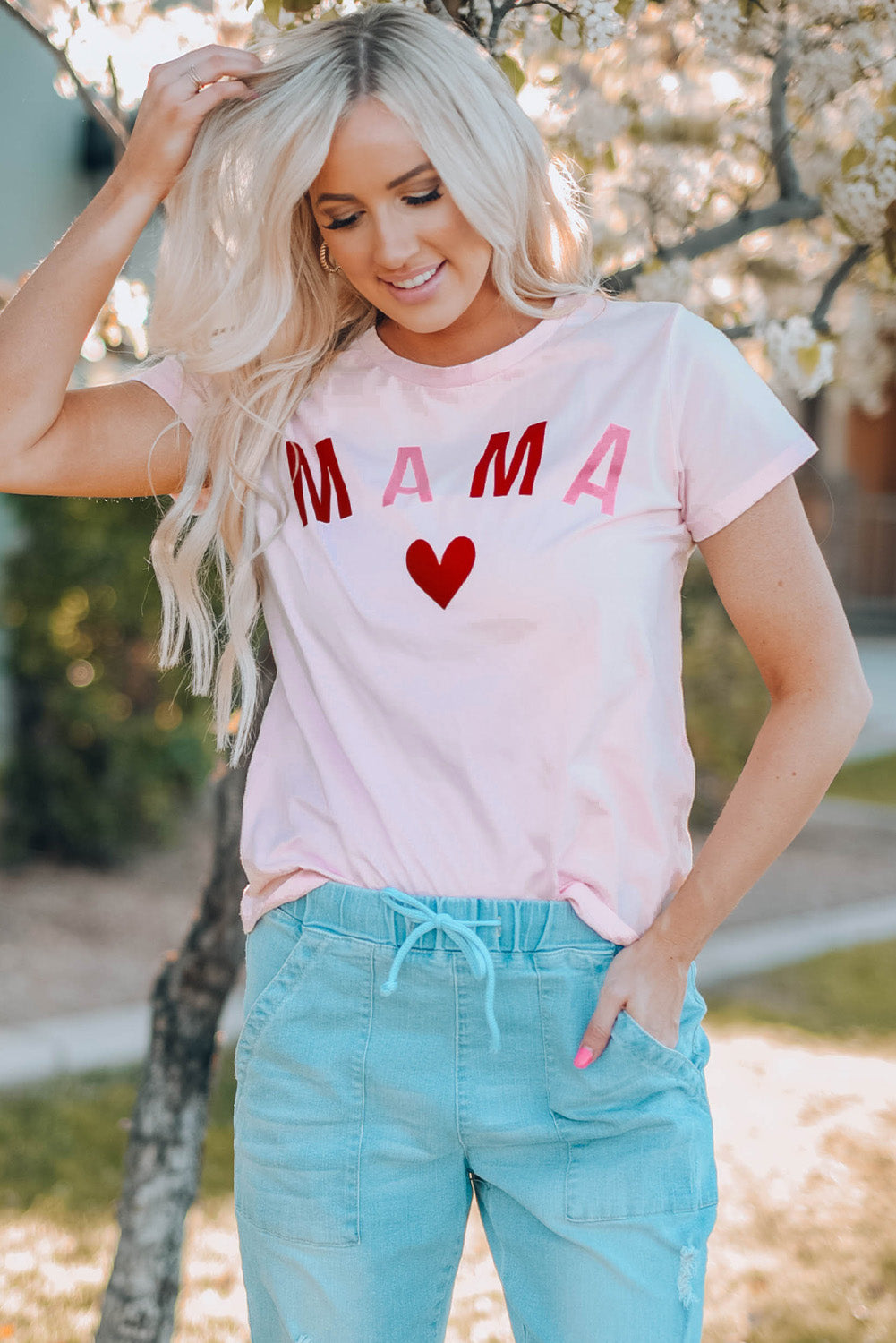 MAMA Heart Graphic Tee-Jewearrings