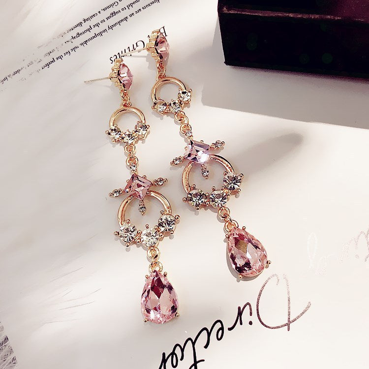 New 925 silver needle baroque style pink drop earrings-Jewearrings