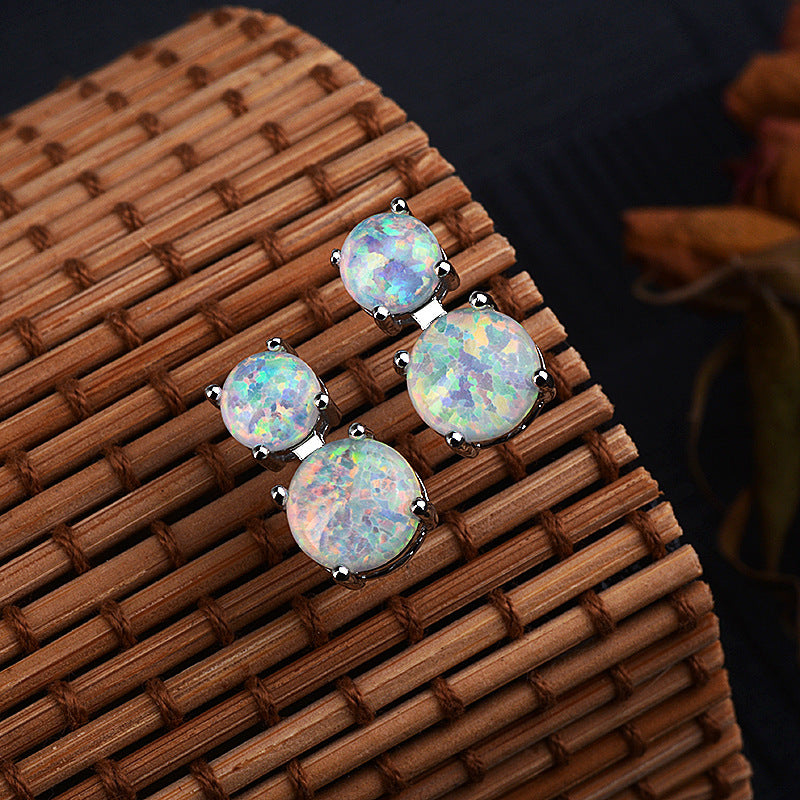 Classic Synthetic Opal Stud Earrings-Jewearrings