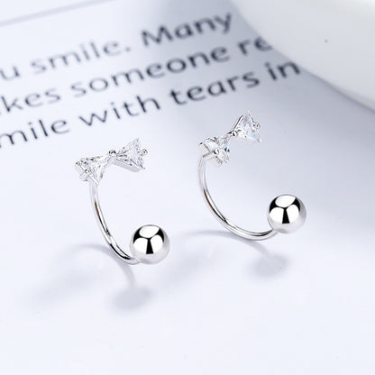 925 Silver Clover Bow Thread Earrings-Jewearrings