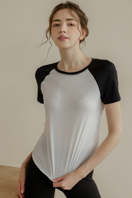 Round Neck Short Raglan Sleeve T-Shirt-Jewearrings