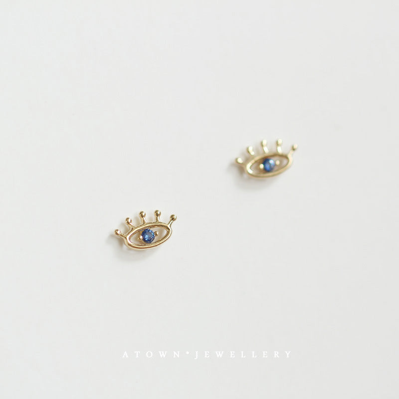 Mini Stud Earrings with Gold Plated Zirconium Diamonds-Jewearrings