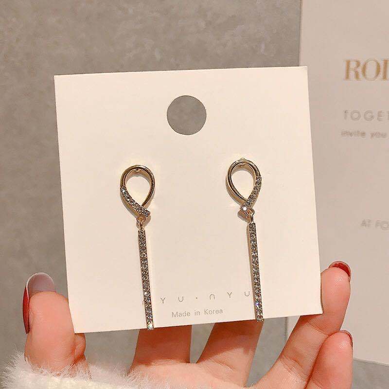 Female S925 Sterling Silver Simple Tassel Stud Earrings-Jewearrings