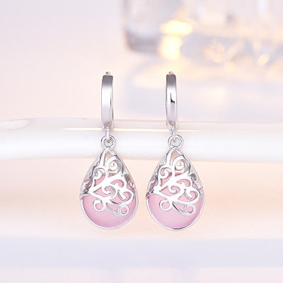 Moonlight Opal Silver Tears Earrings-Jewearrings