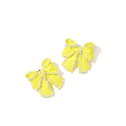 Candy colored bow earrings-Jewearrings