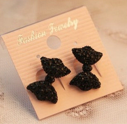 Women's Black Bow Stud Earrings-Jewearrings