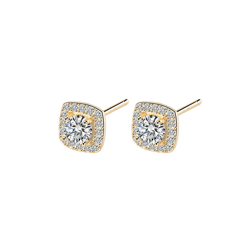 S925 Sterling Silver Zircon Full-jeweled Stud Earrings Women's Fashion Earrings-Jewearrings