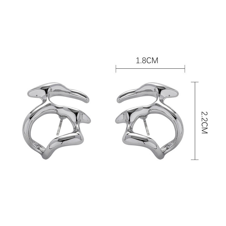 Internet Celebrity Irregular Liquid Stud Earrings For Women Simple-Jewearrings