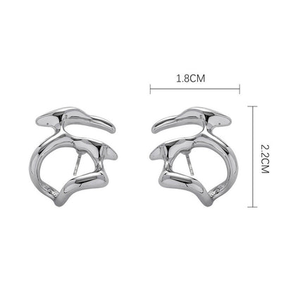 Internet Celebrity Irregular Liquid Stud Earrings For Women Simple-Jewearrings