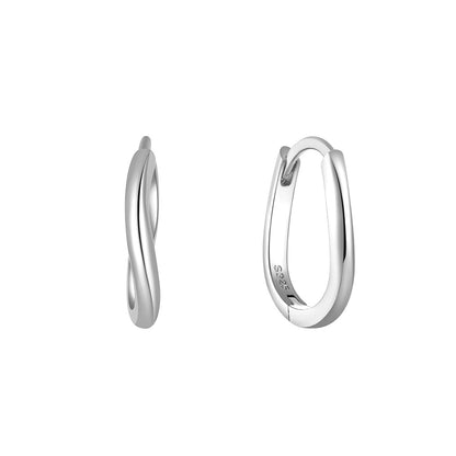 S925 Silver Women's Wave Shaped Irregular Smooth Face Earrings-Jewearrings