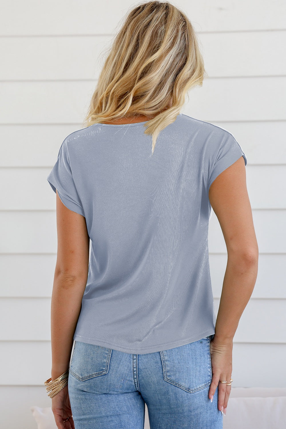 Cowl Neck Short Sleeve T-Shirt-Jewearrings