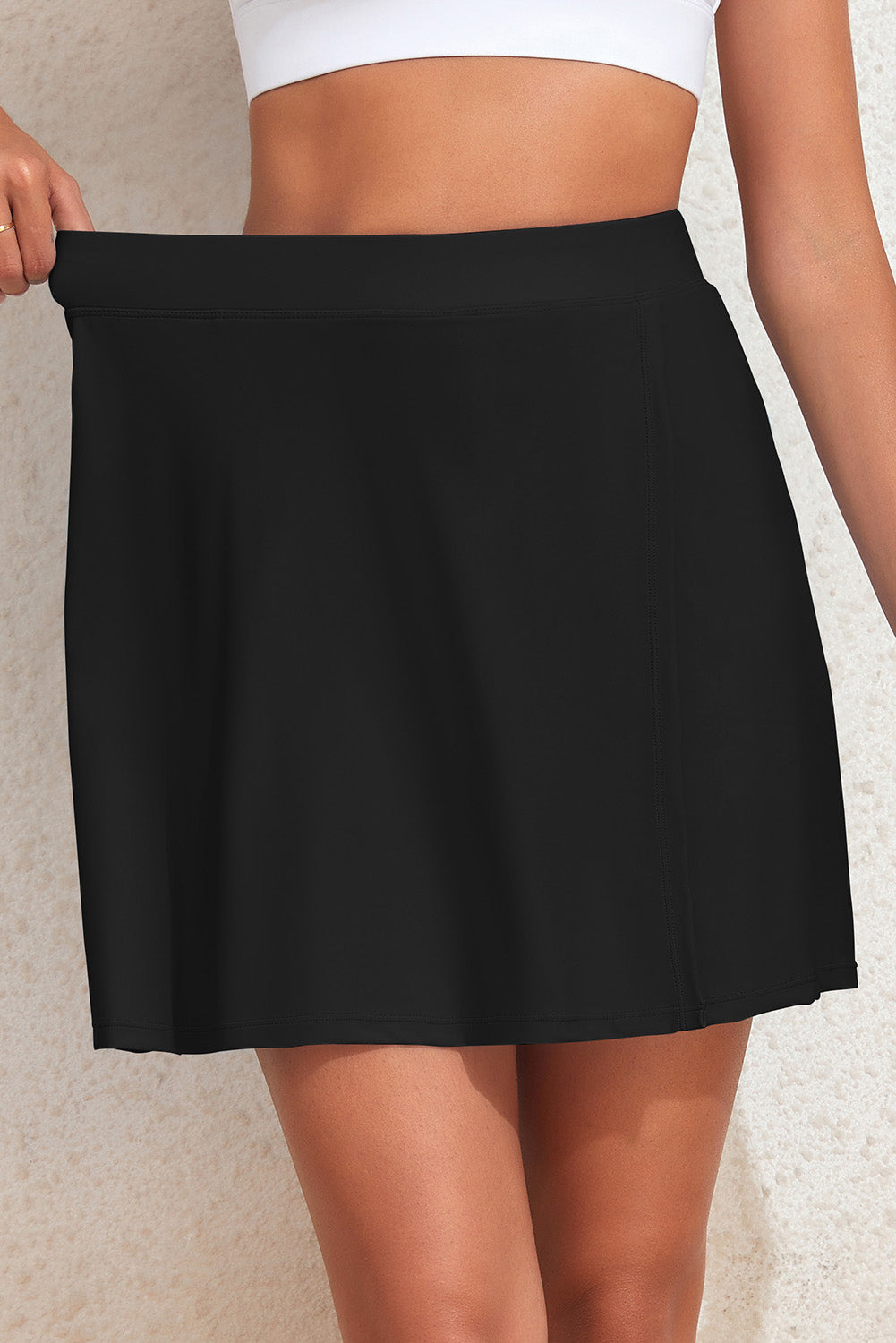 Slit Swim Skort with Pockets-Jewearrings