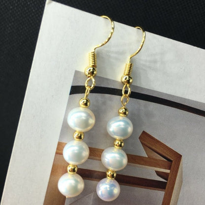 14K Gold Hand-Made Freshwater Pearl Earrings, Daily Wild Trend-Jewearrings