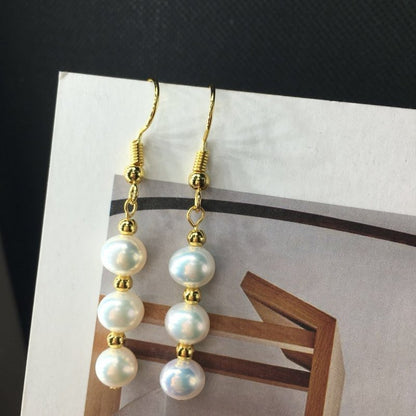 14K Gold Hand-Made Freshwater Pearl Earrings, Daily Wild Trend-Jewearrings