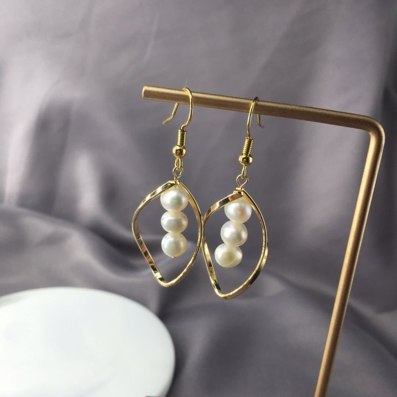 14K Gold Hand-Made Freshwater Pearl Earrings, Pearl Earrings, Fashionable All-Match-Jewearrings