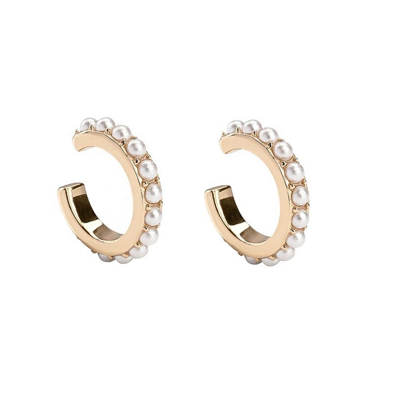 14K gold pearl earrings without pierced ear clips-Jewearrings