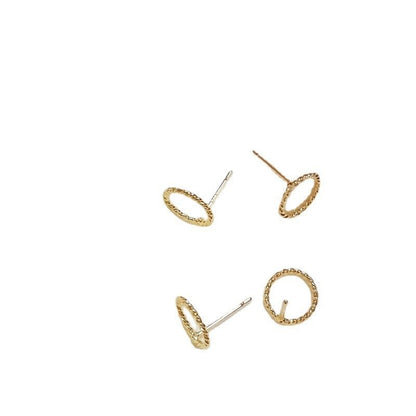 14K Gold-plated Color Retention Twist Round Studs 925 Silver Needle Handmade Diy Earrings Accessories Material-Jewearrings