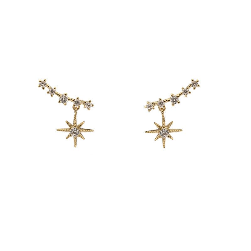 14K Gold Plated Sterling Silver Star Pendant Stud Earrings-Jewearrings