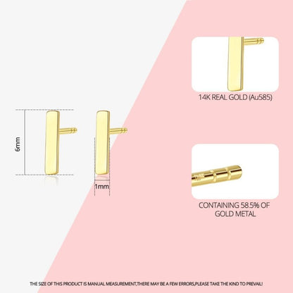 14K Gold Simple T-shaped Stud Earrings-Jewearrings