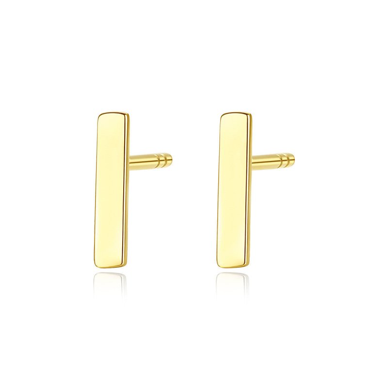 14K Gold Simple T-shaped Stud Earrings-Jewearrings