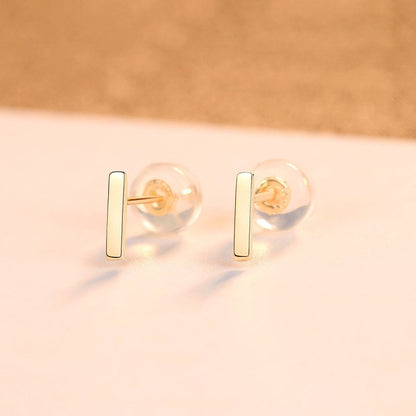 14K Gold Simple T-shaped Stud Earrings-Jewearrings