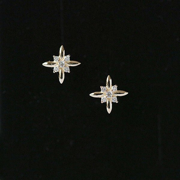 14K Yellow Gold Plated Sterling Silver Stud Earrings-Jewearrings