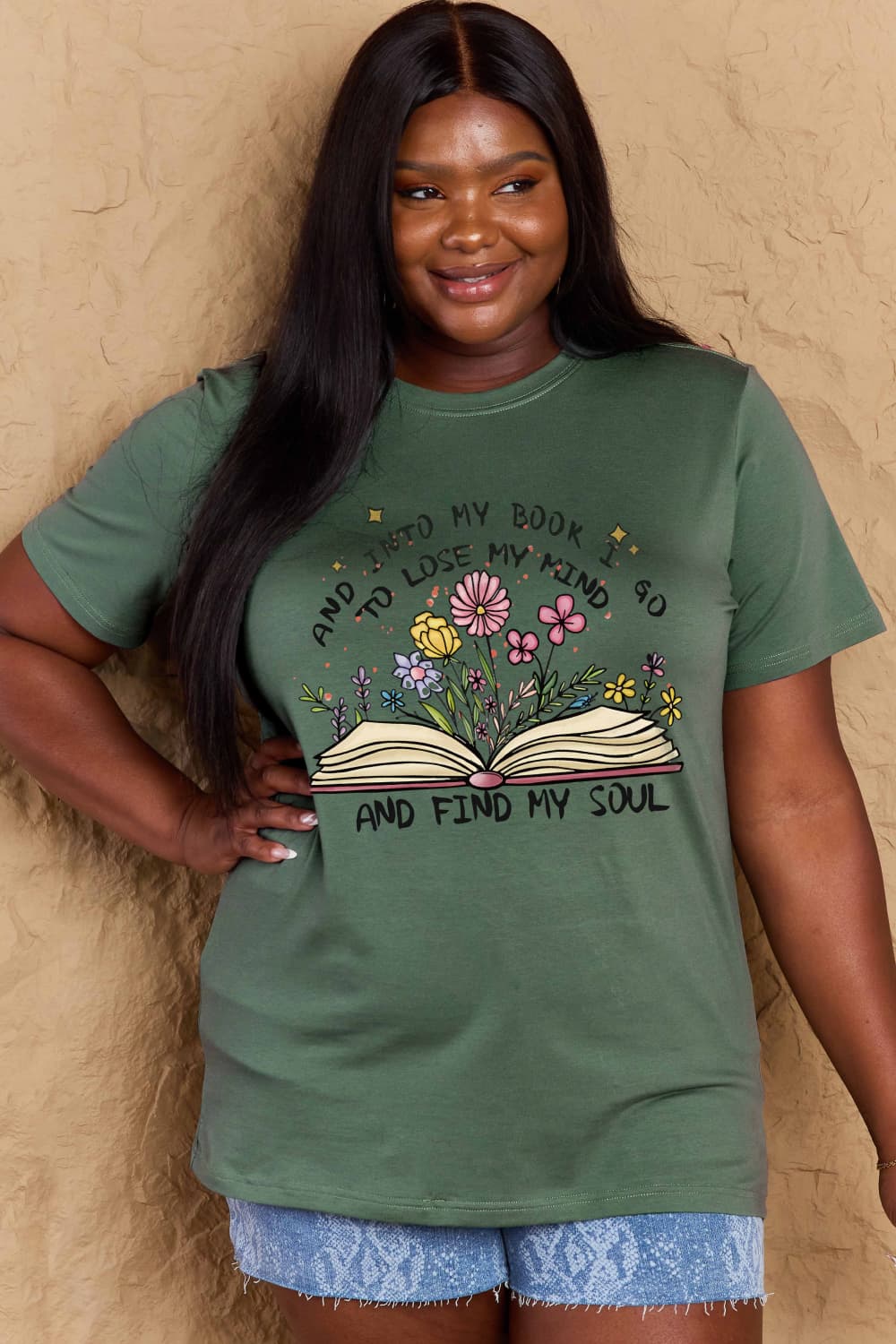 Simply Love Full Size Book & Flower Graphic Cotton Tee-Jewearrings