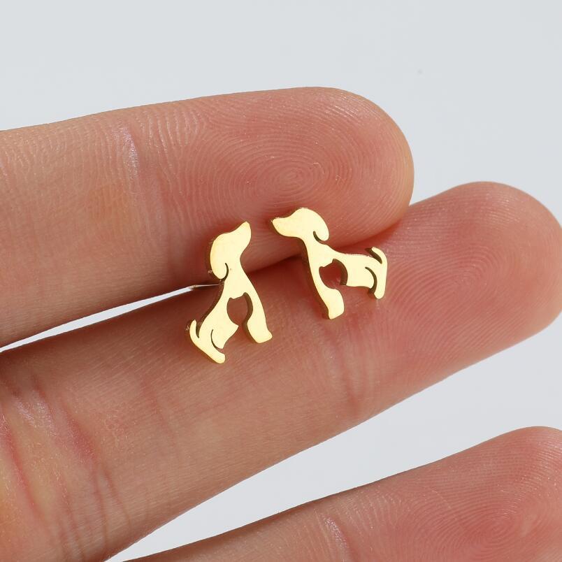 Women's Stainless Steel Cute Cartoon Puppy Stud Earrings-Jewearrings