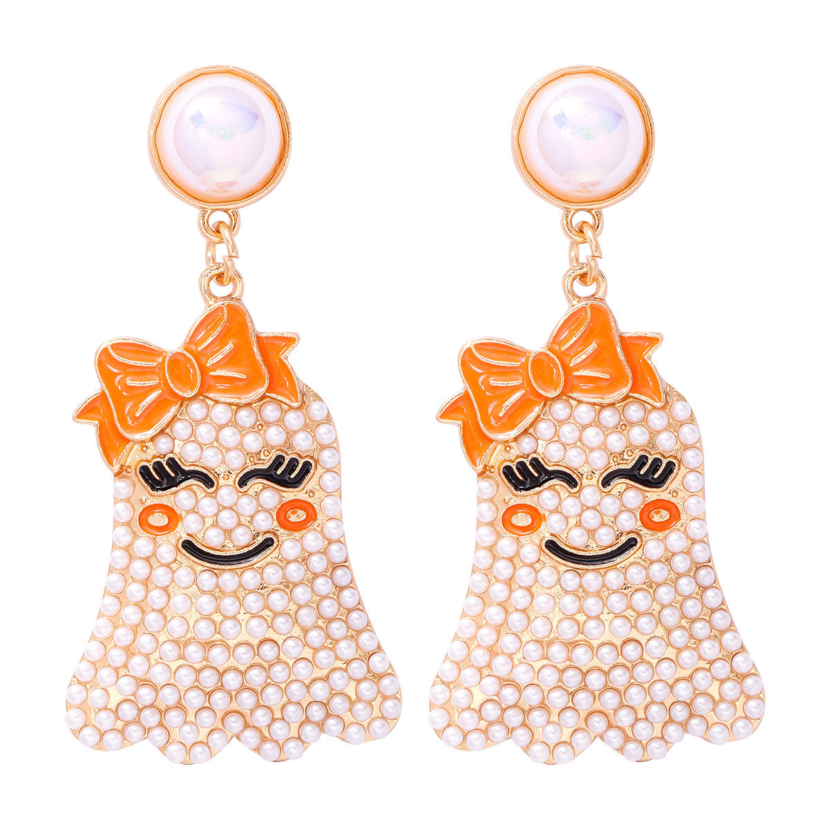 Little Ghost Pearl Personalized Earrings Halloween Ghost Festival-Jewearrings